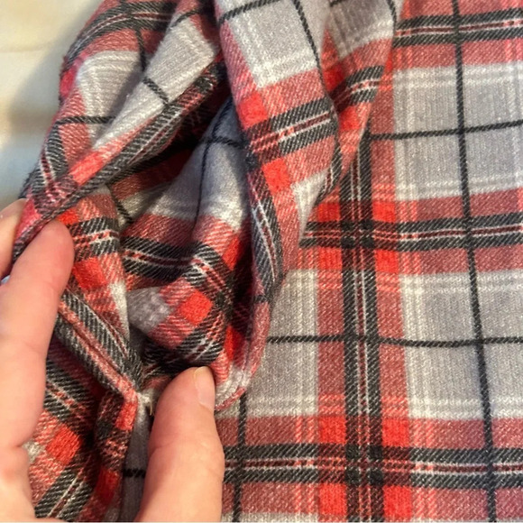 Simply Southern Women’s Sm Red Plaid Flannel Dress Faux Suede With Elbow Patches - Picture 6 of 10